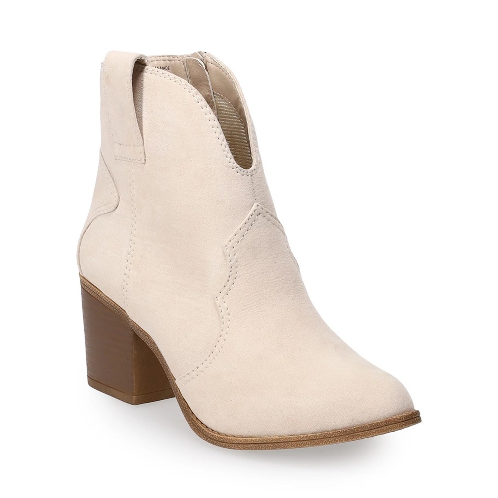 Sonoma Goods For Life San Juan Women's Western Ankle Boots in Cream